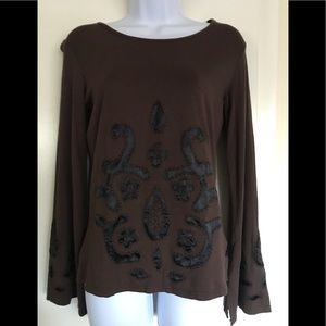 Chaudry  SPORTS KC , size M , brown long sleeves women’s top